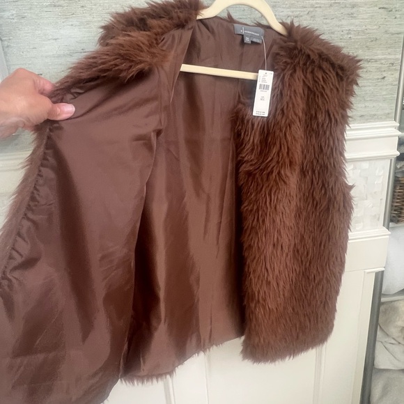 NWT new OS one size fits all Anthropologie faux fur midi vest brown S M L XL - Picture 8 of 17